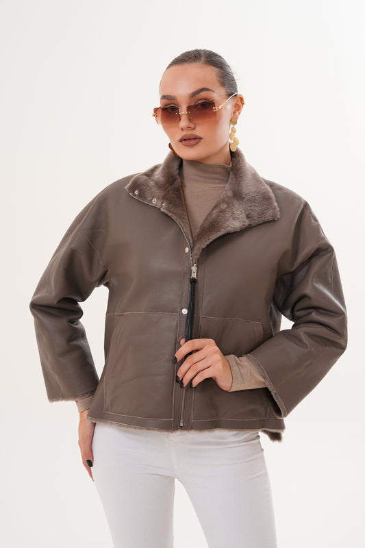 The Geneva Reversible Shearling Leather Women Jacket