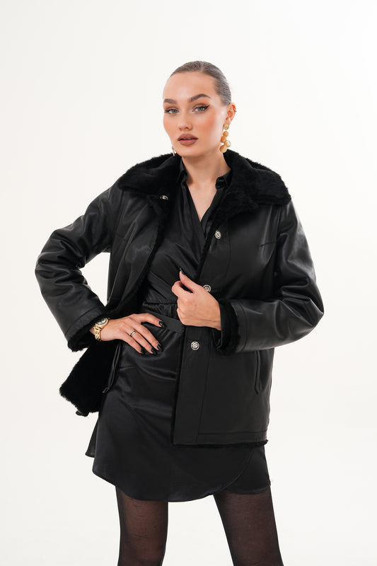 The Ava Reversible Shearling Leather Women Jacket