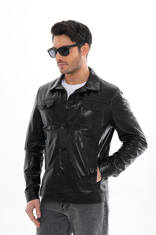 The Azzuro Black Leather Jacket