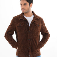 The Azzuro Suede Brown Leather Jacket