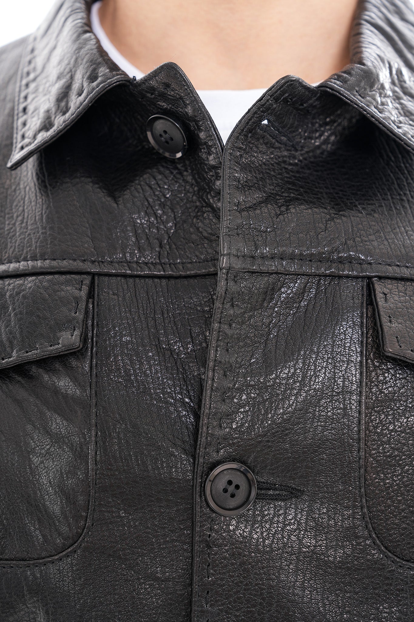 The Mantua Black Pebbled Leather Jacket