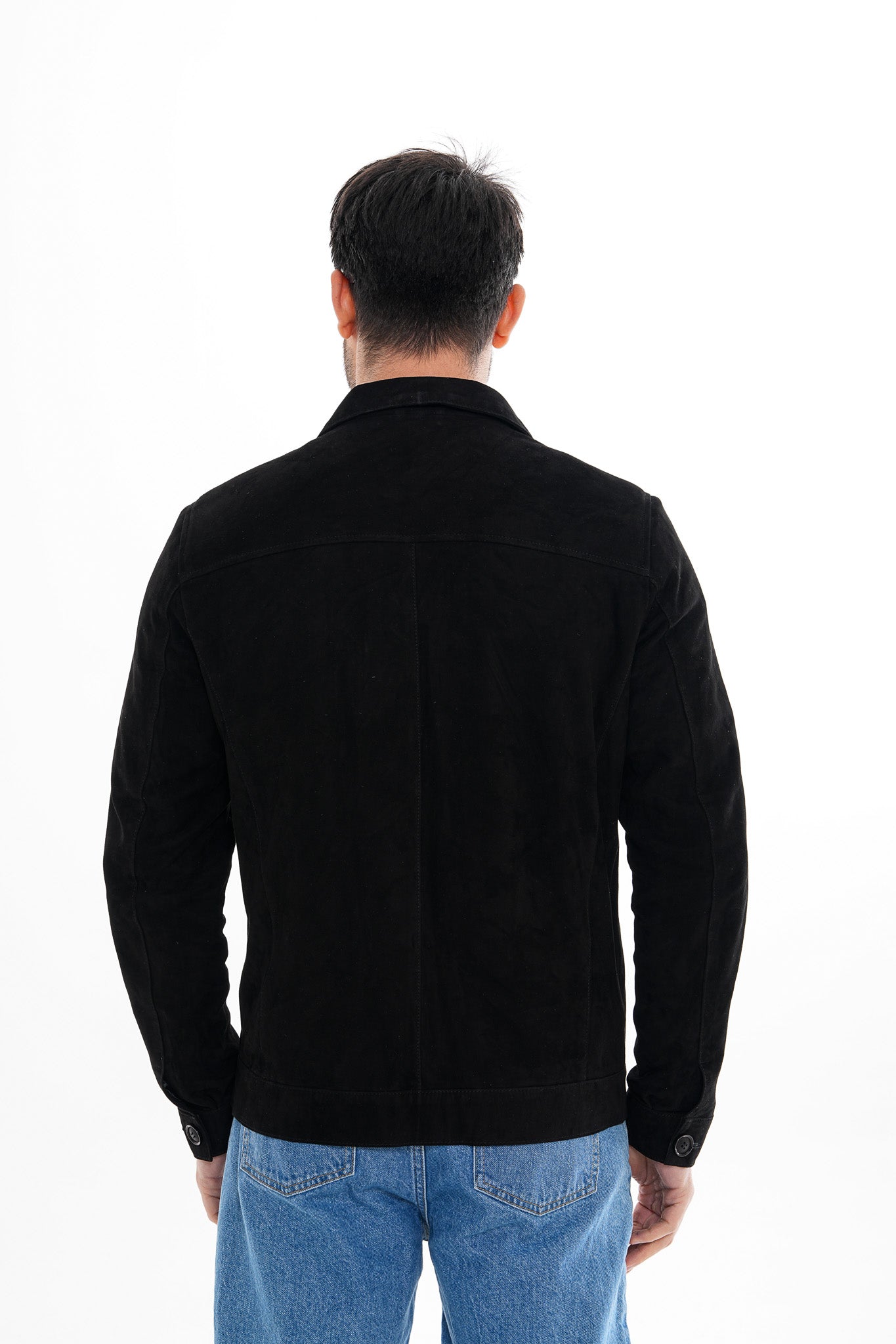 The Azzuro Suede Black Leather Jacket
