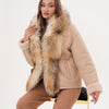 The Elise Beige Shearling Leather Women Jacket