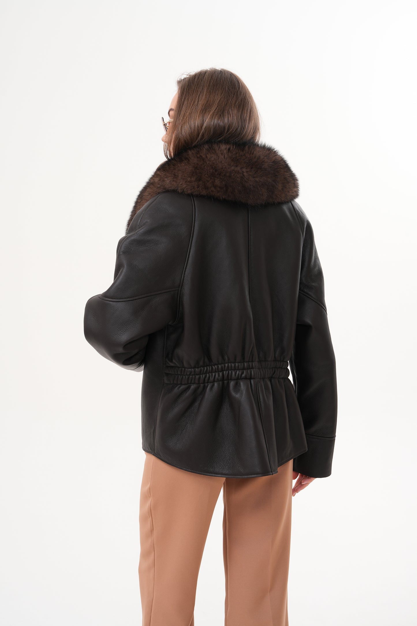 The Estelle Black & Brown Shearling Leather Women Jacket