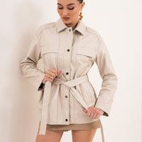The Eira Cream Leather Women Jacket