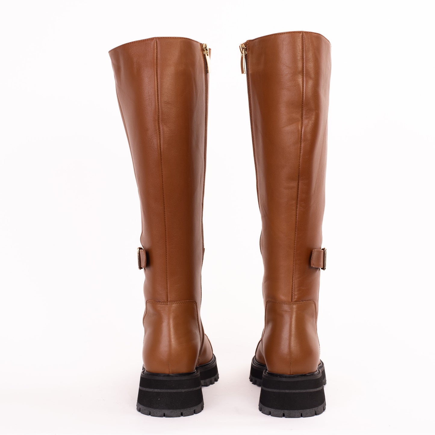 Bota hasta la rodilla con cordones de cuero color tostado de Istinye para mujer, edición limitada