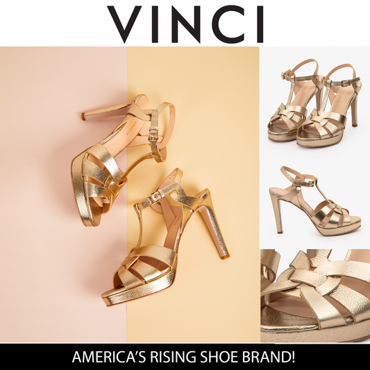 Sandalias de mujer con plataforma y tira en T de piel dorada de Parisian