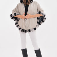 The Glacier Light Beige Reversible Leather Women Cape