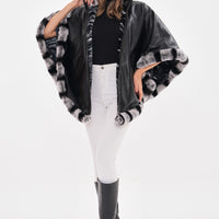 The Glacier Black Reversible Leather Women Cape