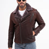 The Cortina Chaqueta de Cuero para Hombre con Forro de Borrego Marrón