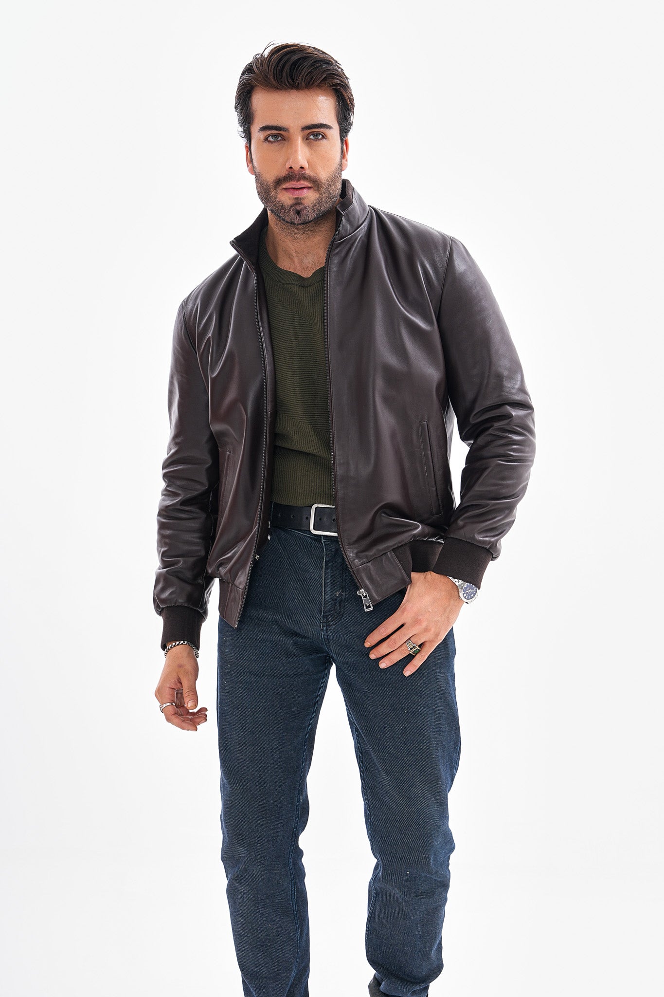 The Ardent Dark Brown Lambskin Men Leather Jacket