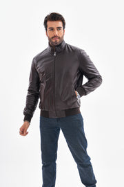 The Ardent Dark Brown Lambskin Men Leather Jacket