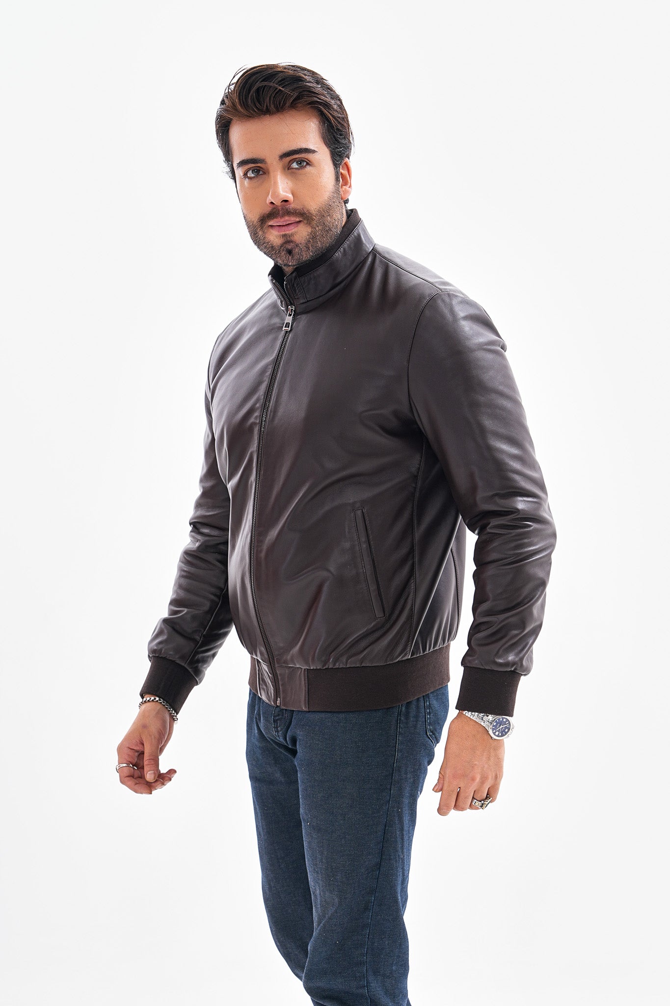 The Ardent Dark Brown Lambskin Men Leather Jacket