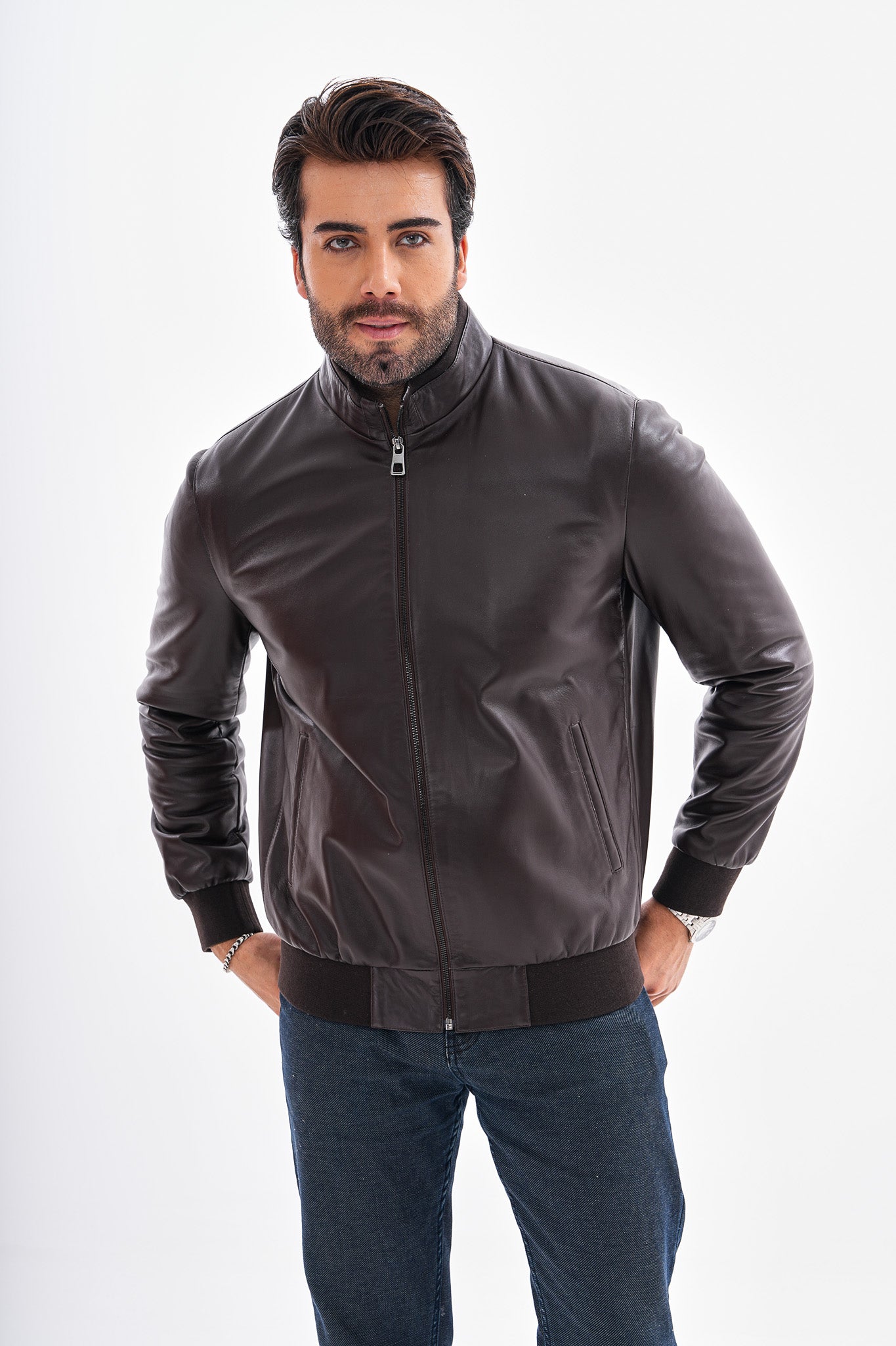 The Ardent Dark Brown Lambskin Men Leather Jacket