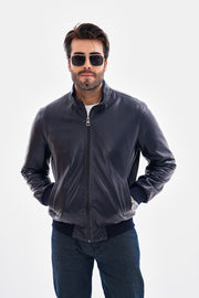 The Ardent Lambskin Men Leather Jacket – Navy Blue