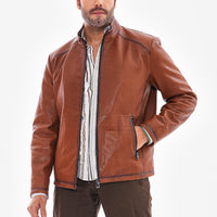 The Varden Tan Leather Men Jacket