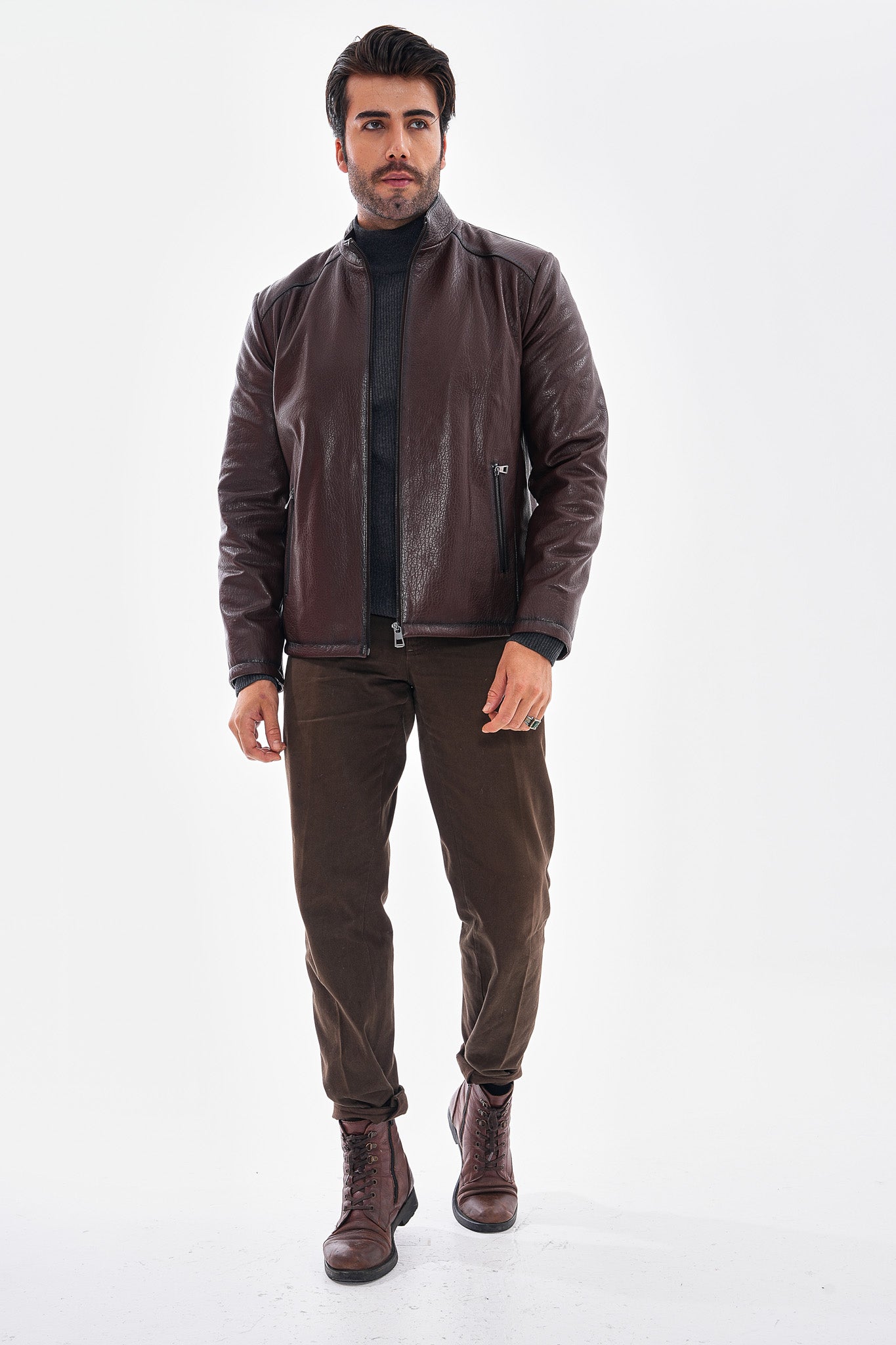 The Varden Chocolate Brown Leather Men Jacket