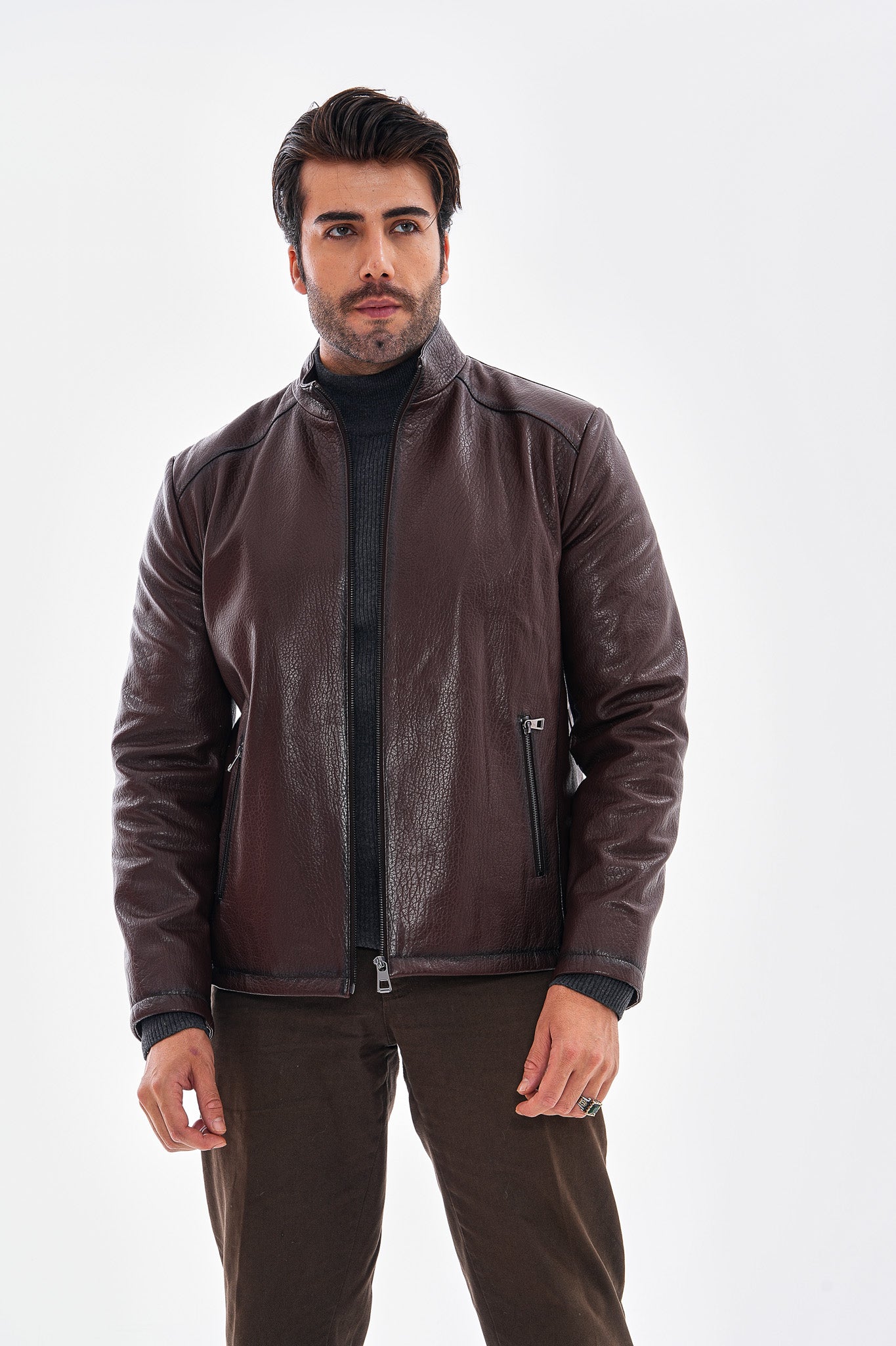 The Varden Chocolate Brown Leather Men Jacket