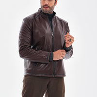 The Varden Chocolate Brown Leather Men Jacket