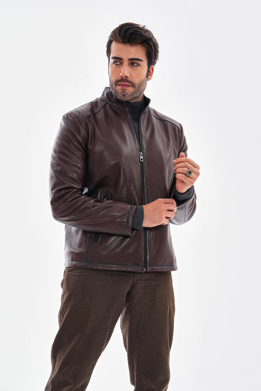 The Varden Chocolate Brown Leather Men Jacket