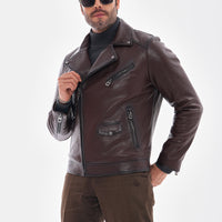 The Volt Textured Mahogany Leather Men Jacket