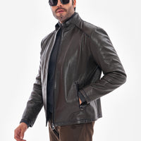 The Varden Dark Olive Leather Men Jacket