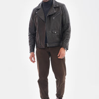 The Volt Textured Charcoal Leather Men Jacket