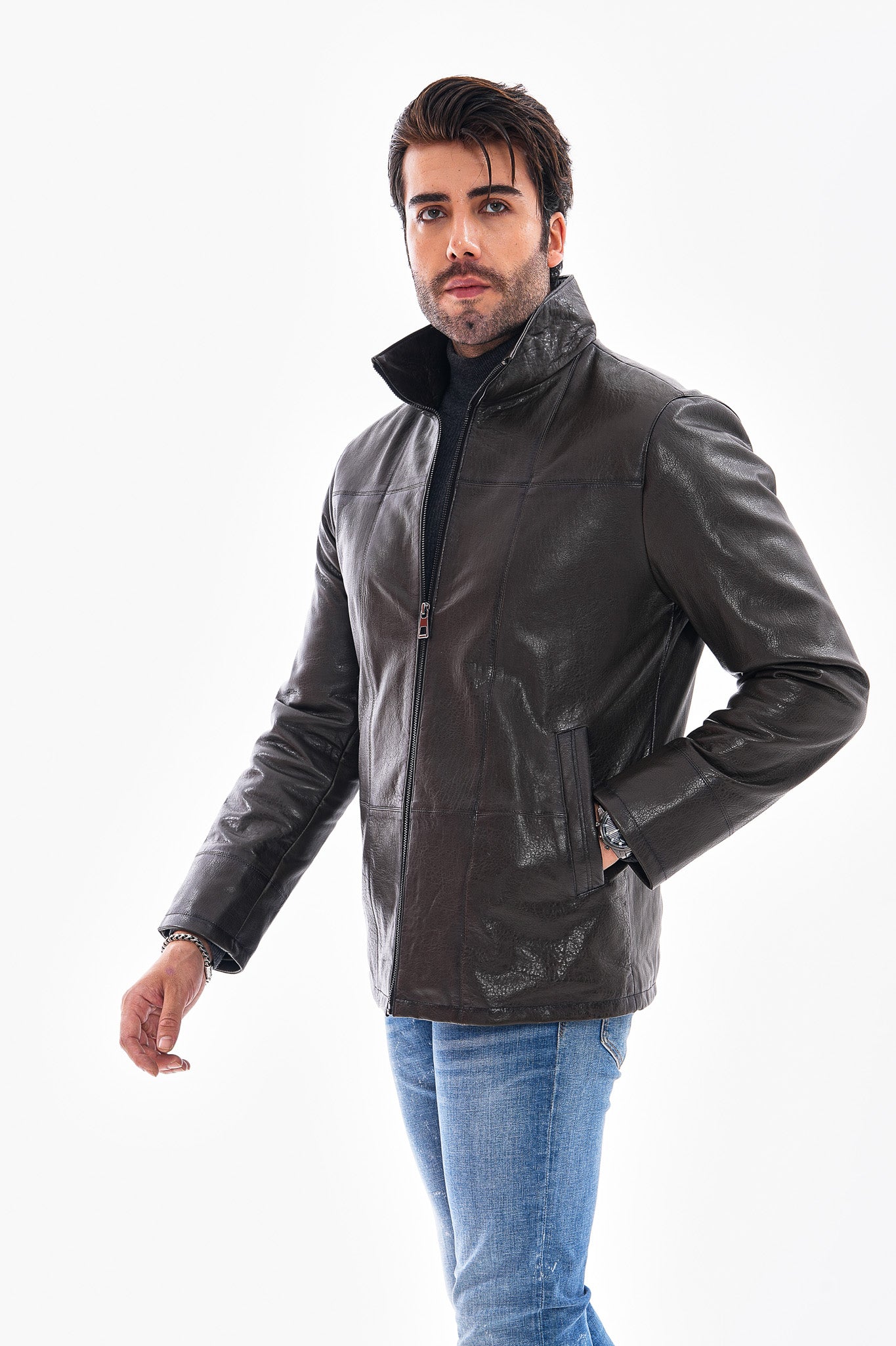 The Nero Green Leather Men Jacket