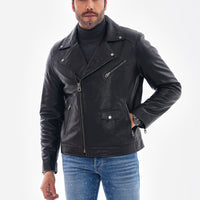 The Volt Textured Black Leather Men Jacket