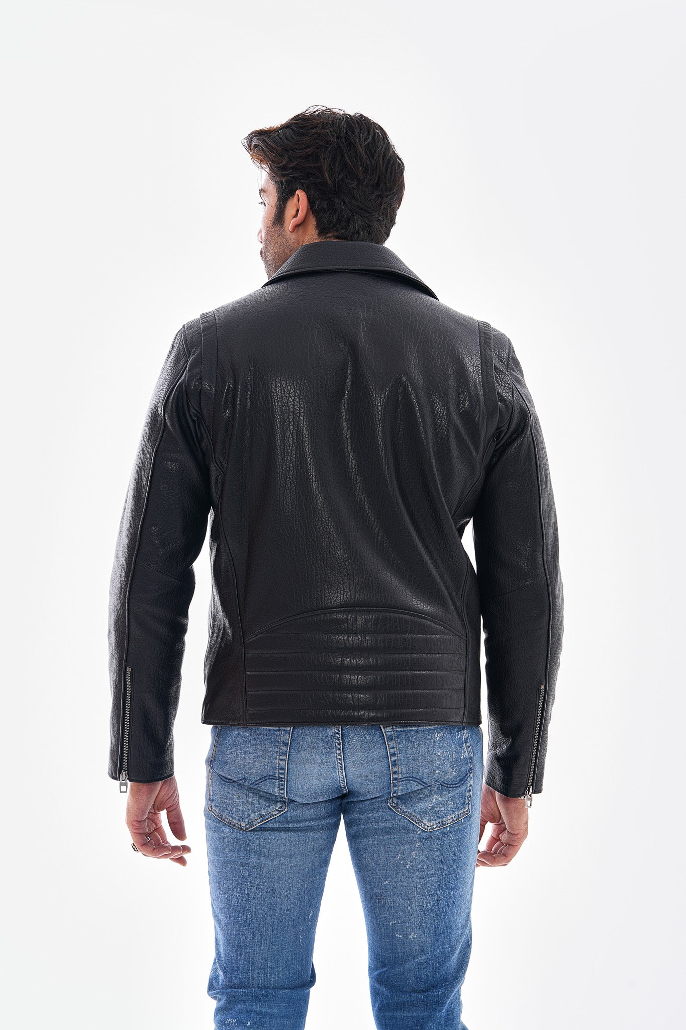 The Volt Textured Black Leather Men Jacket