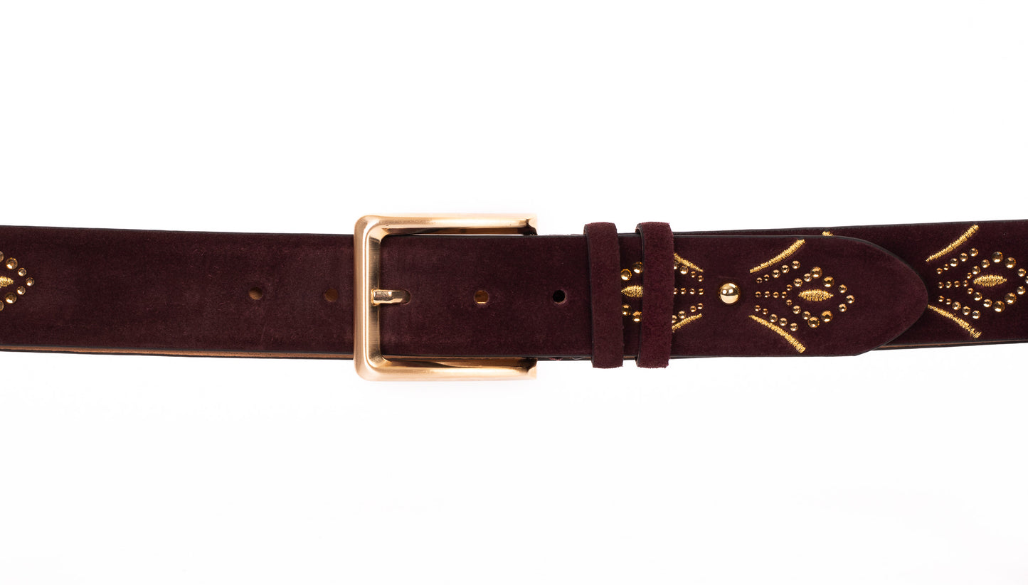 The Lazio Burgundy  Suede Leather Belt