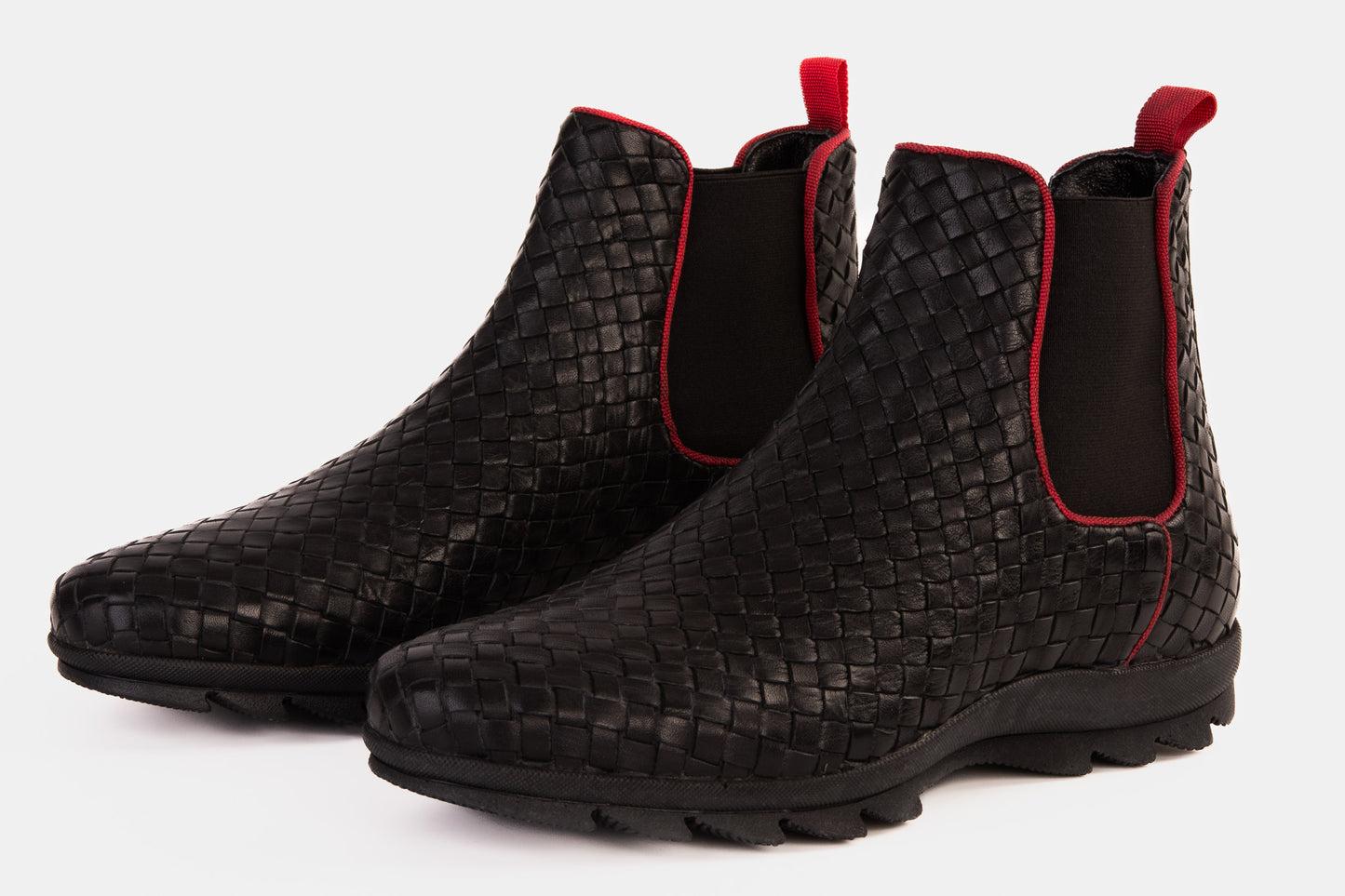 The Luxpre Black Leather Handwoven Casual Chelsea Men Boot