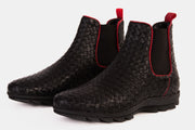 The Luxpre Black Leather Handwoven Casual Chelsea Boot