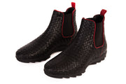 The Luxpre Black Leather Handwoven Casual Chelsea Boot
