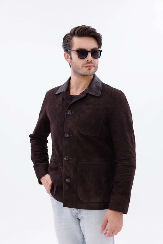 The Matera Suede Brown Leather Men Jacket