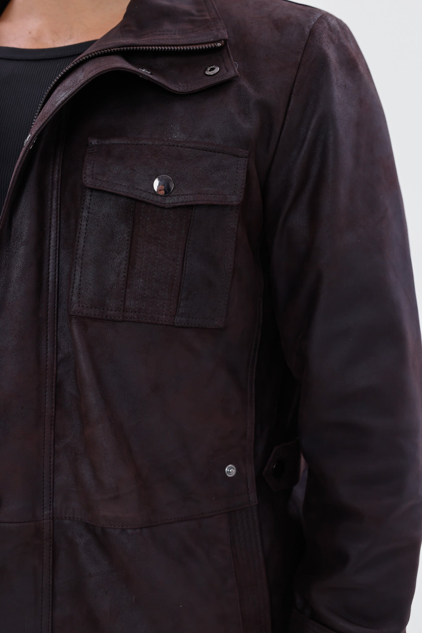 The Cremona Deep Brown Suede Leather Men Jacket