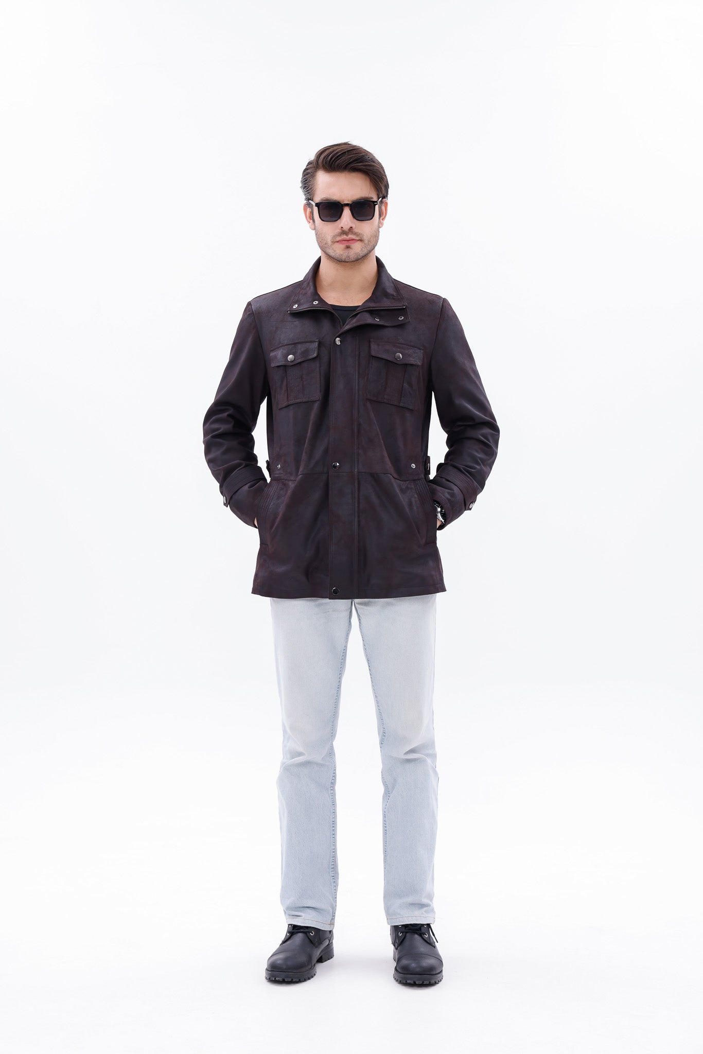 The Cremona Deep Brown Suede Leather Men Jacket