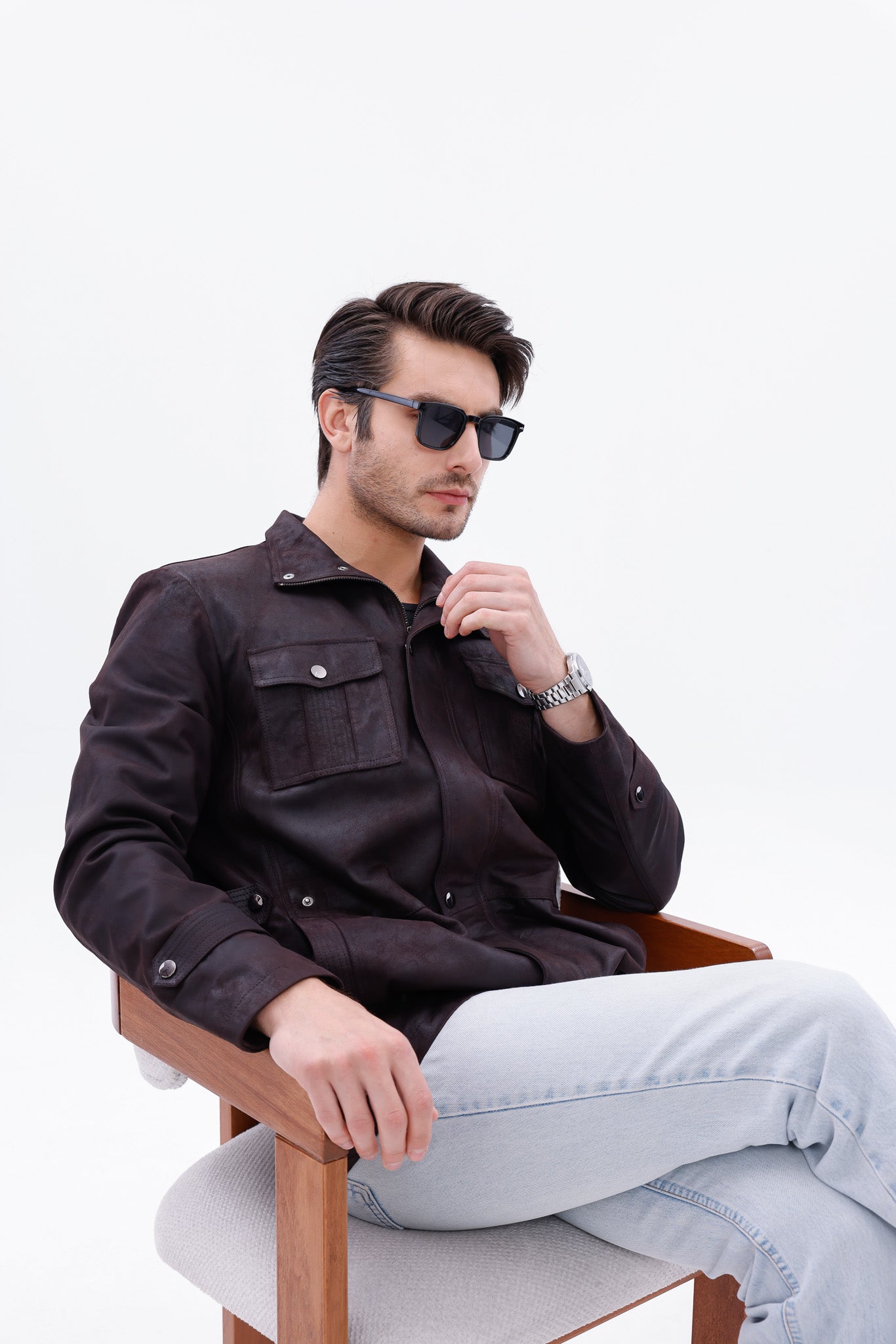 The Cremona Deep Brown Suede Leather Men Jacket