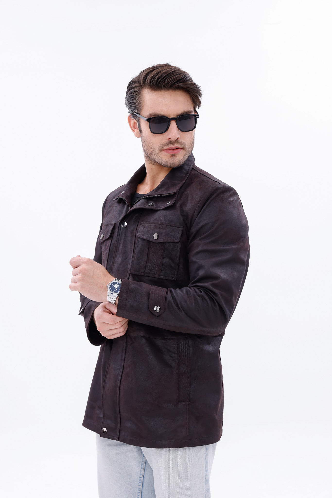 The Cremona Deep Brown Suede Leather Men Jacket