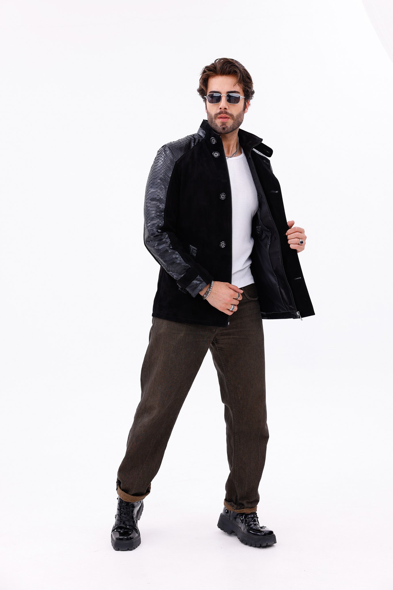 The Ravello Black Pythn Leather Men Jacket
