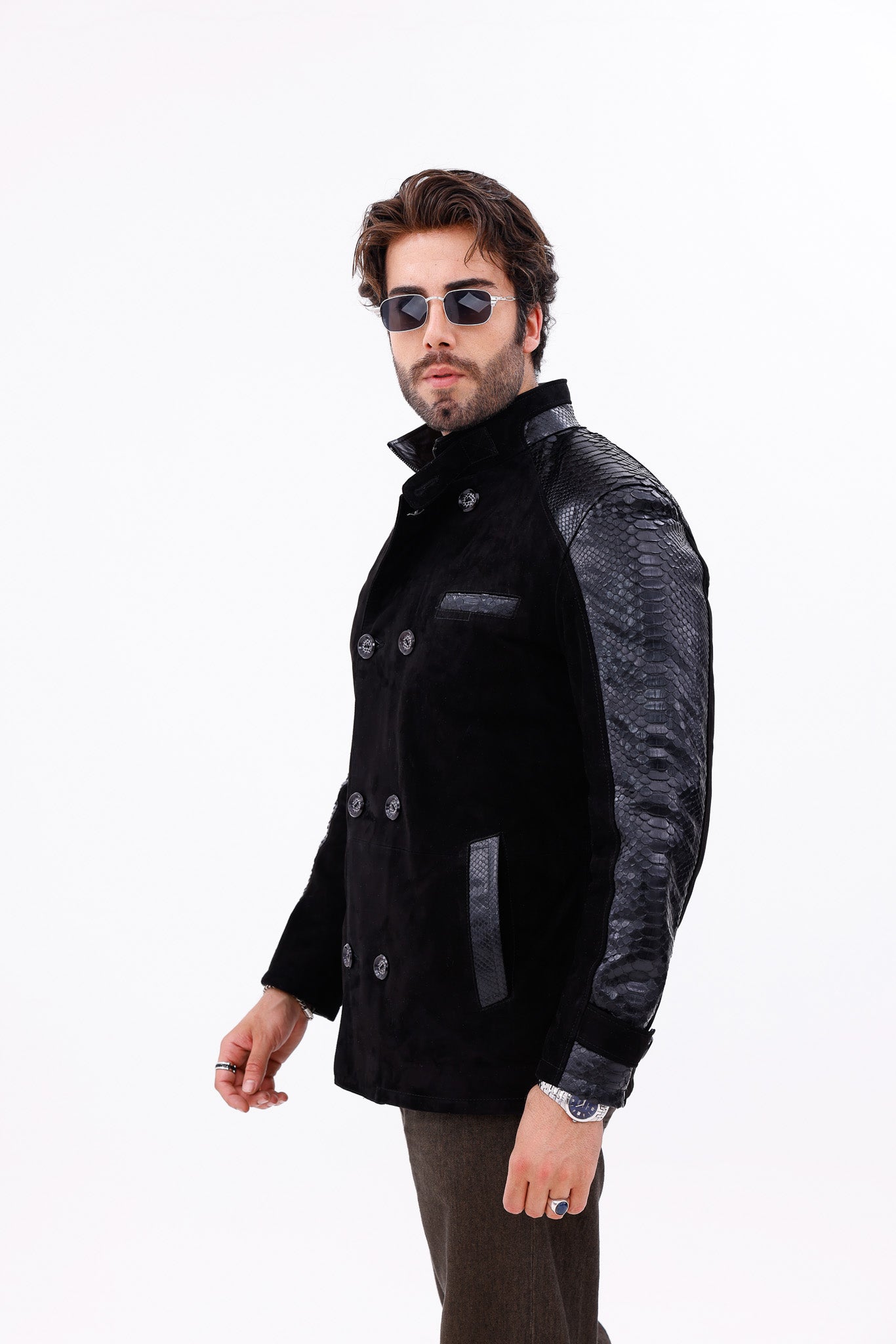 The Ravello Black Pythn Leather Men Jacket