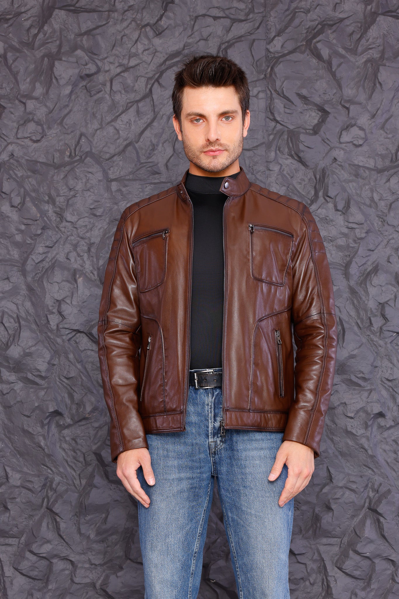 The Argento Brown Leather Jacket