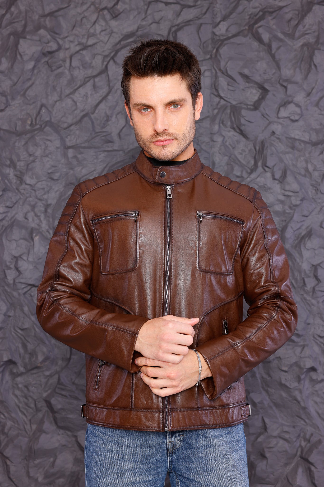 The Argento Brown Leather Jacket
