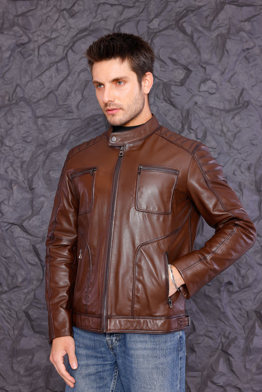 The Argento Brown Leather Jacket