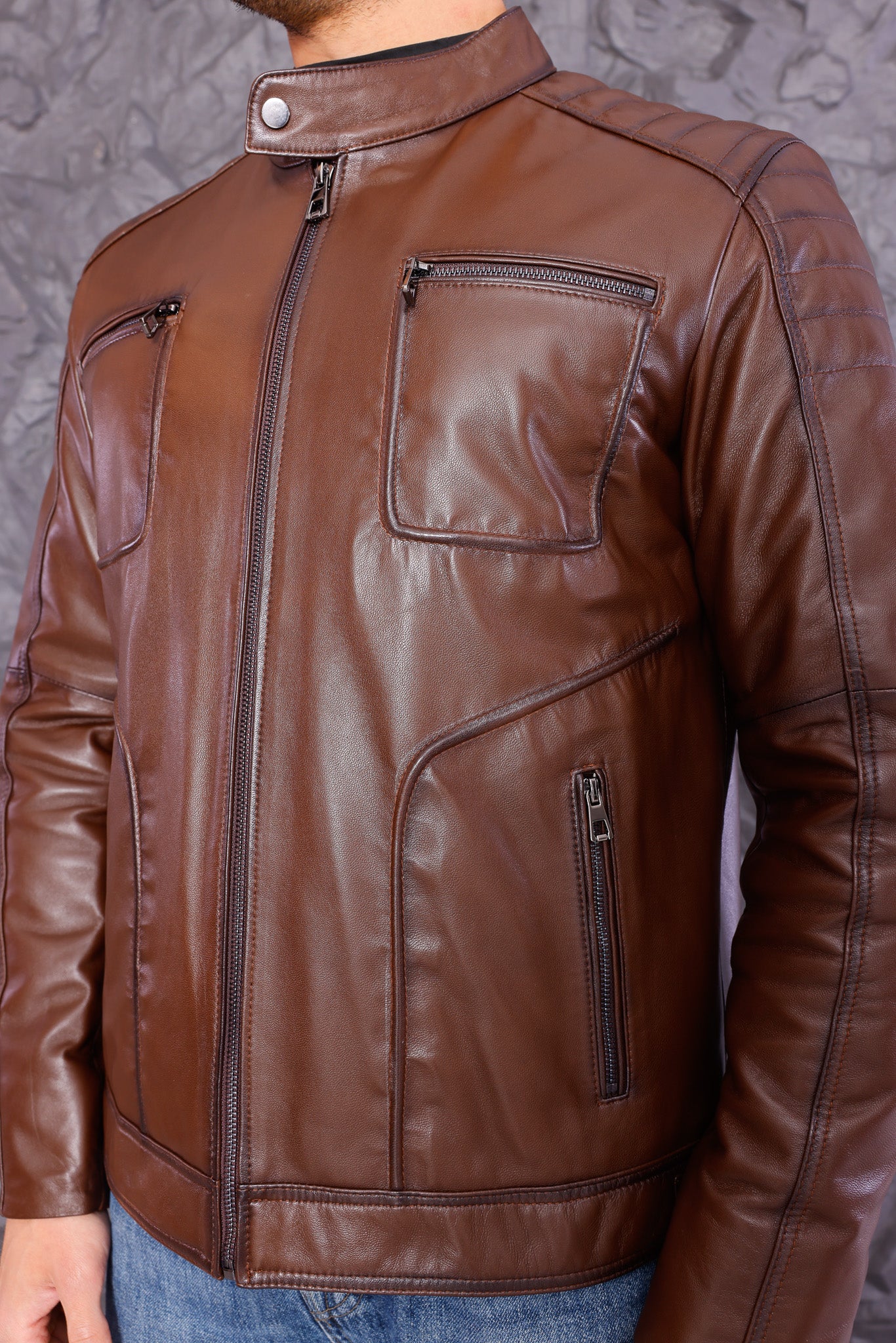 The Argento Brown Leather Jacket