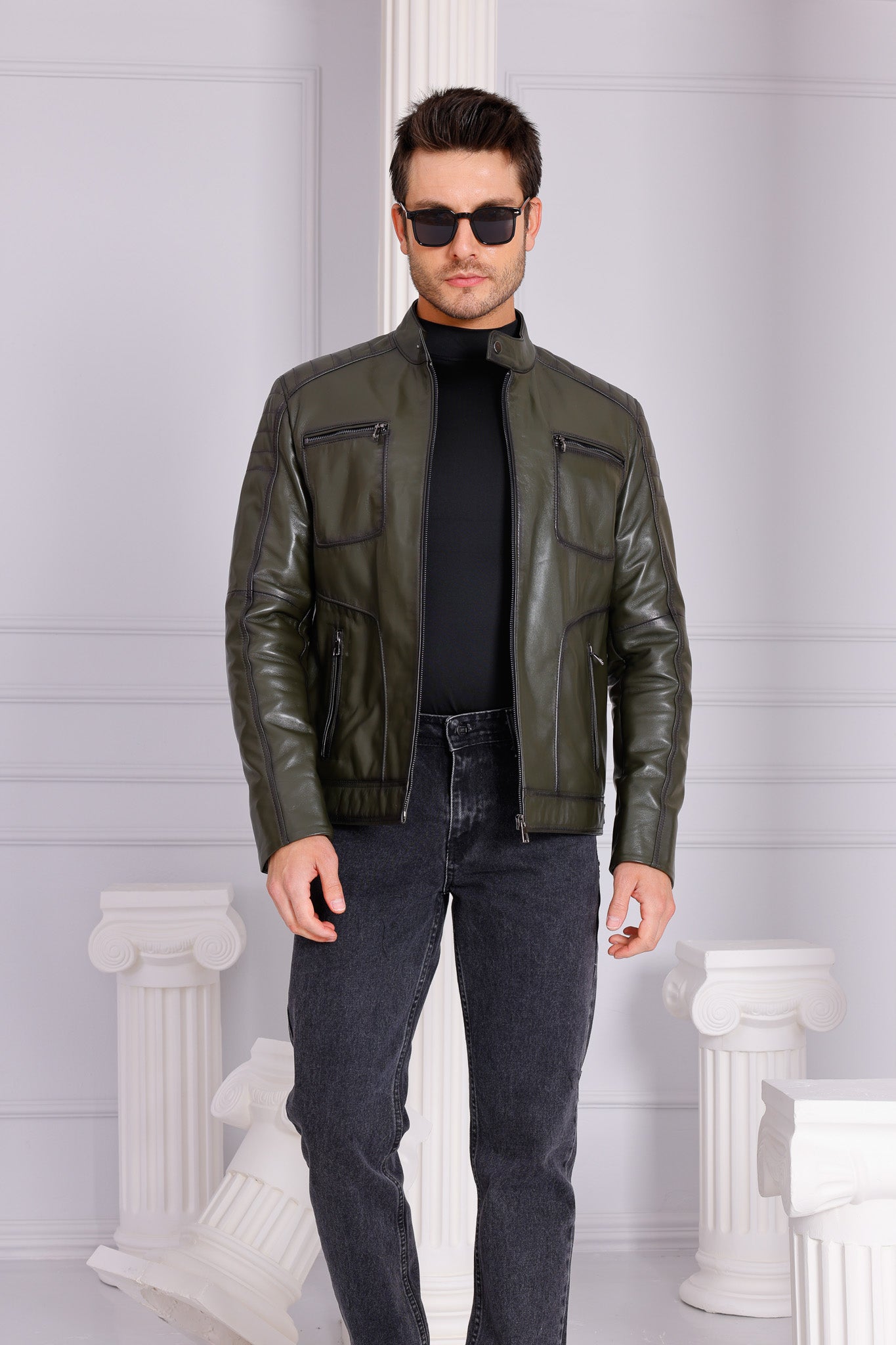 The Argento Green Leather Jacket