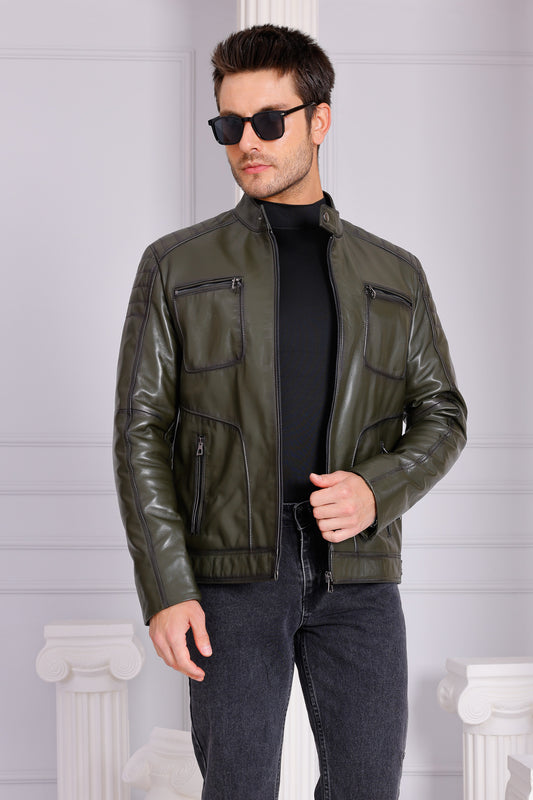 The Argento Green Leather Jacket