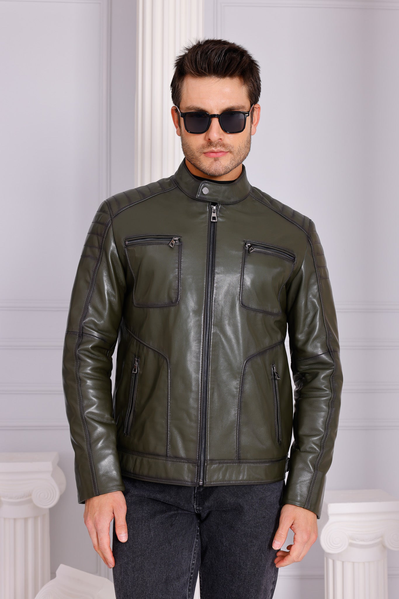 The Argento Green Leather Jacket