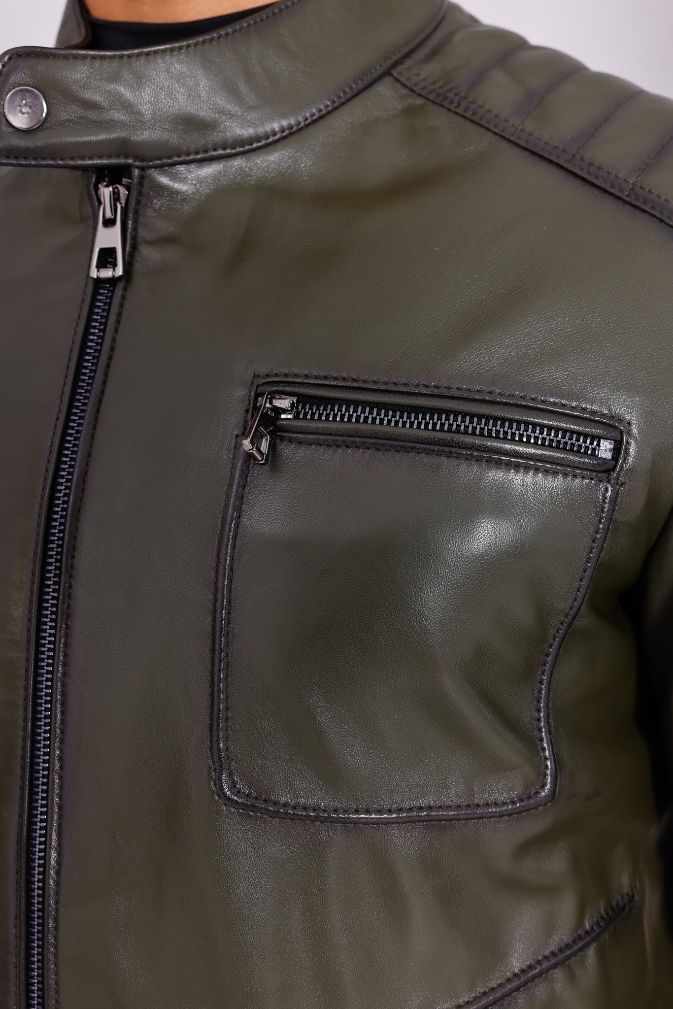 The Argento Green Leather Jacket
