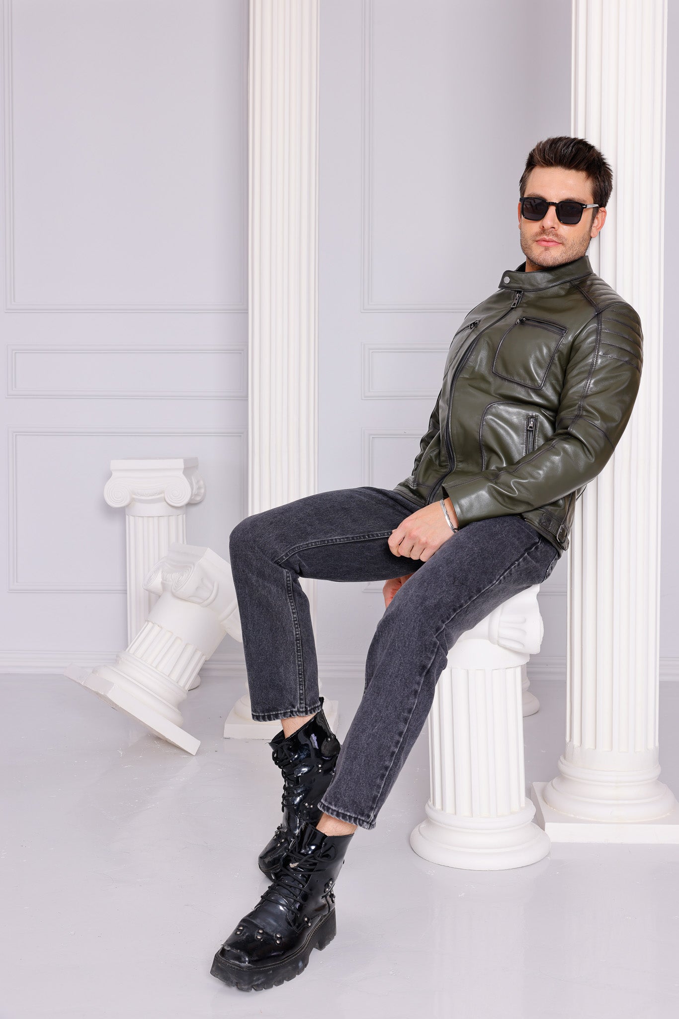 The Argento Green Leather Jacket